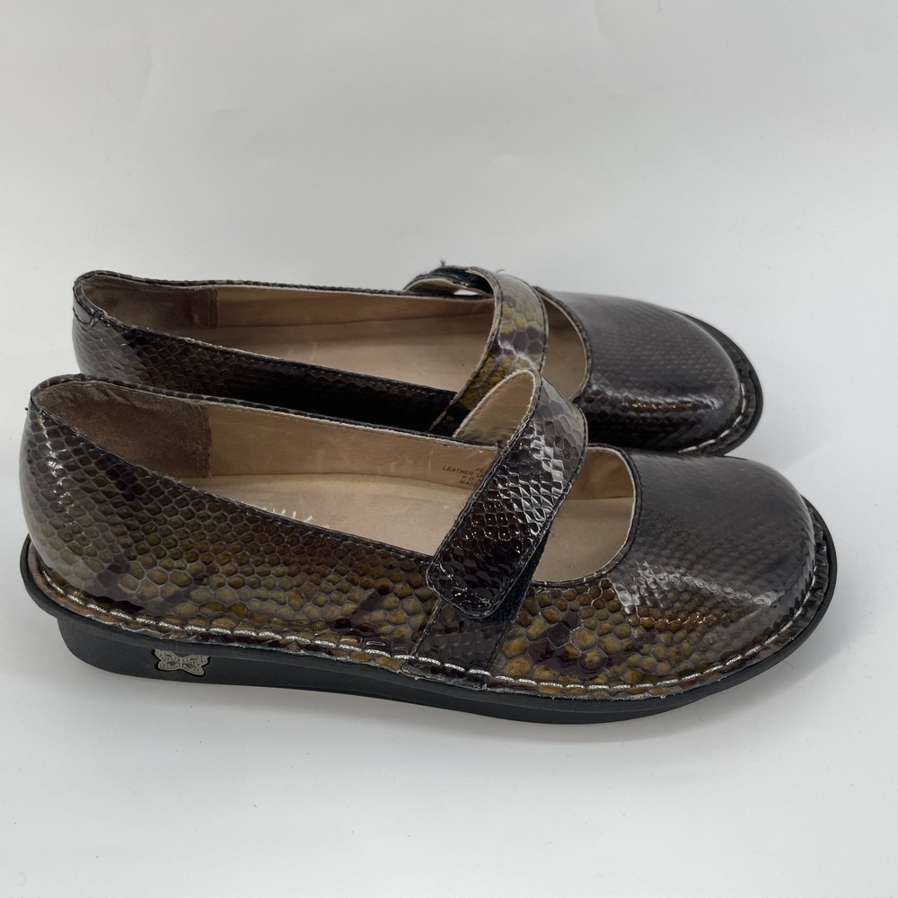 Alegria Feliz Mary Janes Women 8 EU 38 Python Print Leather Faux Snakeskin